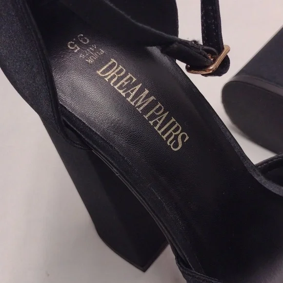 Dream Pairs Black Platform Shoes with High Chunky Heel and Thick Ankle Strap 9.5 - Picture 2 of 11